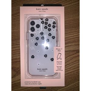 Kate Spade Phone Case Apple iPhone 11 Pro Black & White Scattered Flowers Stones